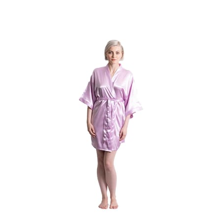 Satin Kimono Lilac Short Robe For Women Large/X-Large
